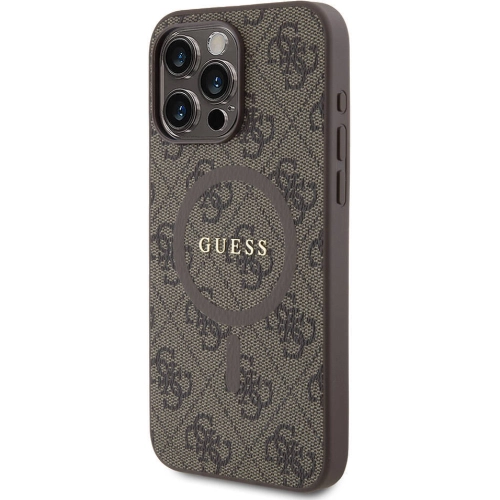 Apple iPhone 15 Pro Max (6.7) Kılıf Guess Orjinal Lisanslı Magsafe Şarj Özellikli 4G Desenli Yazı Logolu Kapak - Siyah