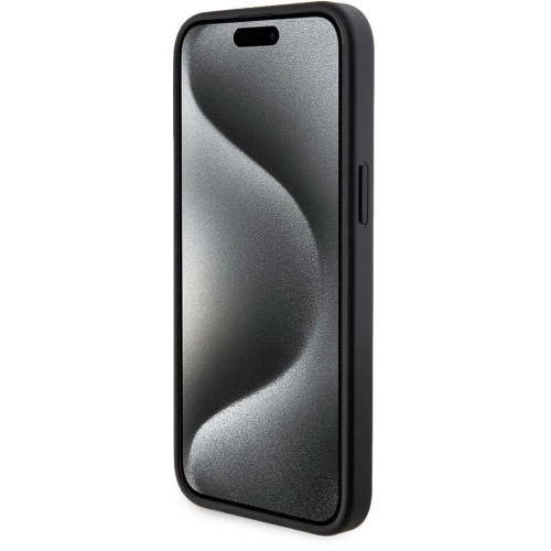 Apple iPhone 15 Pro Max Kılıf Guess Orjinal Lisanslı Magsafe Şarj Özellikli Yazı Logolu 4G Desenli Kapak + Powerbank 5000mAh 2in1 Set - Siyah