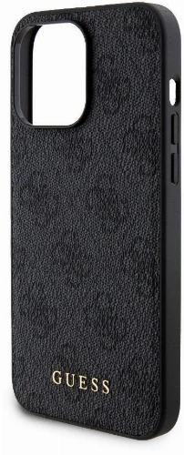 Apple iPhone 15 Pro Max Kılıf Guess Orjinal Lisanslı Magsafe Şarj Özellikli Yazı Logolu 4G Desenli Kapak + Powerbank 5000mAh 2in1 Set - Siyah