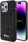 Apple iPhone 15 Pro Max Kılıf Guess Orjinal Lisanslı Pullu Arka Yüzey Metal Yazı Logolu Sequin Script Kapak - Siyah