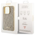Apple iPhone 15 Pro Max Kılıf Guess Orjinal Lisanslı Yazı Logolu Disco Script Metal Kapak - Gold