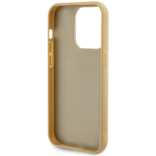 Apple iPhone 15 Pro Max Kılıf Guess Orjinal Lisanslı Yazı Logolu Disco Script Metal Kapak - Gold