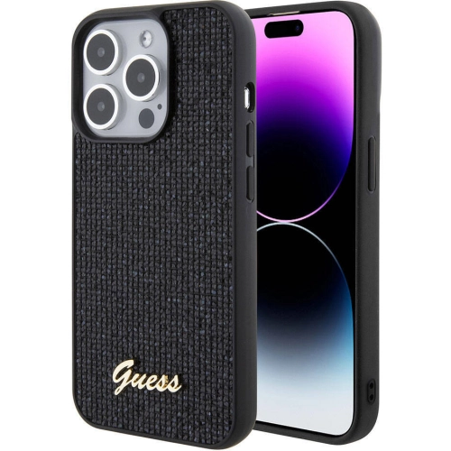 Apple iPhone 15 Pro Max Kılıf Guess Orjinal Lisanslı Yazı Logolu Disco Script Metal Kapak - Gold