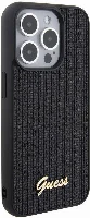 Apple iPhone 15 Pro Max Kılıf Guess Orjinal Lisanslı Yazı Logolu Disco Script Metal Kapak - Siyah