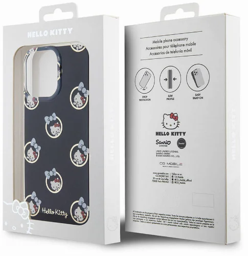Apple iPhone 15 Pro Max (6.7) Kılıf Hello Kitty Orjinal Lisanslı Elektroplating Kaplama Kabarcık Baskılı Kapak - Beyaz