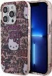 Apple iPhone 15 Pro Max (6.7) Kılıf Hello Kitty Orjinal Lisanslı İkonik Logolu Etiket Graffiti Kapak - Pembe