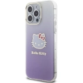 Apple iPhone 15 Pro Max Kılıf Hello Kitty Orjinal Lisanslı Yazı ve İkonik Logolu Elektroplating Kaplama Gradyan Kapak - Mor