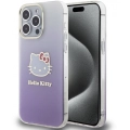 Apple iPhone 15 Pro Max Kılıf Hello Kitty Orjinal Lisanslı Yazı ve İkonik Logolu Elektroplating Kaplama Gradyan Kapak - Mor