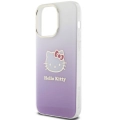 Apple iPhone 15 Pro Max Kılıf Hello Kitty Orjinal Lisanslı Yazı ve İkonik Logolu Elektroplating Kaplama Gradyan Kapak - Mor