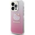 Apple iPhone 15 Pro Max Kılıf Hello Kitty Orjinal Lisanslı Yazı ve İkonik Logolu Elektroplating Kaplama Gradyan Kapak - Mor