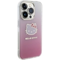 Apple iPhone 15 Pro Max Kılıf Hello Kitty Orjinal Lisanslı Yazı ve İkonik Logolu Elektroplating Kaplama Gradyan Kapak - Mor