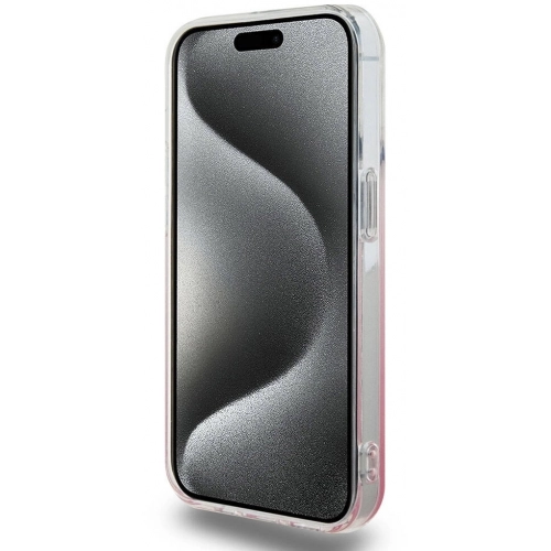 Apple iPhone 15 Pro Max Kılıf Hello Kitty Orjinal Lisanslı Yazı ve İkonik Logolu Elektroplating Kaplama Gradyan Kapak - Mor