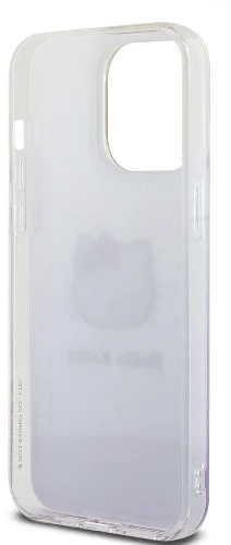 Apple iPhone 15 Pro Max (6.7) Kılıf Hello Kitty Orjinal Lisanslı Yazı ve İkonik Logolu Elektroplating Kaplama Gradyan Kapak - Pembe