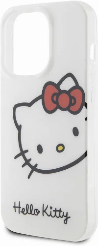 Apple iPhone 15 Pro Max (6.7) Kılıf Hello Kitty Orjinal Lisanslı Yazı ve İkonik Logolu Kitty Head Kapak - Pembe