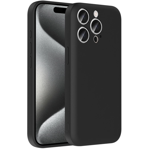 Apple iPhone 15 Pro Max (6.7) Kılıf İçi Kadife Dokulu Kartlık Hazneli Mat Vitra Silikon Kapak - Siyah