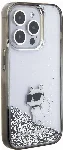 Apple iPhone 15 Pro Max (6.7) Kılıf Karl Lagerfeld Choupette Sıvılı Glitter Orjinal Lisanslı Kapak - Şeffaf