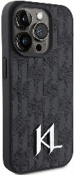 Apple iPhone 15 Pro Max (6.7) Kılıf Karl Lagerfeld Hot Stamp K&L Metal Logo Orjinal Lisanslı Kapak - Siyah