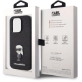 Apple iPhone 15 Pro Max (6.7) Kılıf Karl Lagerfeld İkonik Fixed Glitter Metal Logo Orjinal Lisanslı Kapak - Siyah