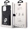 Apple iPhone 15 Pro Max (6.7) Kılıf Karl Lagerfeld Kartlıklı Metal Logo Orjinal Lisanslı Kapak - Siyah