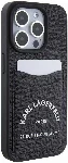Apple iPhone 15 Pro Max (6.7) Kılıf Karl Lagerfeld Kartlıklı Saffiano 3D RSG Logo Orjinal Lisanslı Kapak - Siyah