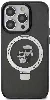 Apple iPhone 15 Pro Max (6.7) Kılıf Karl Lagerfeld Orjinal Lisanslı Magsafe Şarj Özellikli K&C İkonik Baskılı Ring Standlı Kapak - Siyah