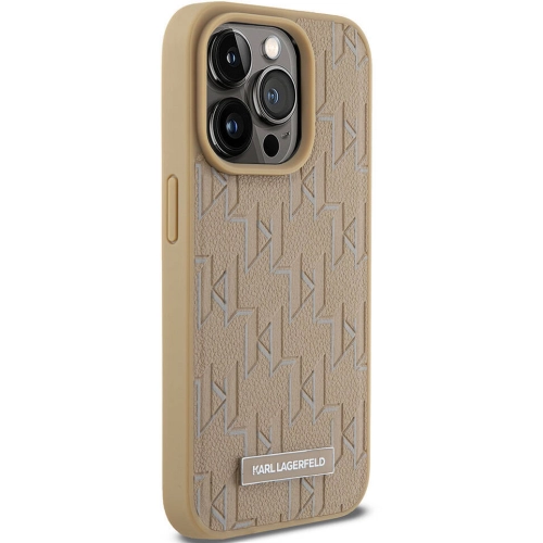 Apple iPhone 15 Pro Max (6.7) Kılıf Karl Lagerfeld Orjinal Lisanslı Magsafe Şarj Özellikli KL Yazılı Hot Stamp Kapak - Siyah