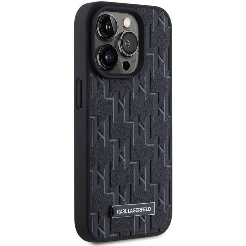 Apple iPhone 15 Pro Max (6.7) Kılıf Karl Lagerfeld Orjinal Lisanslı Magsafe Şarj Özellikli KL Yazılı Hot Stamp Kapak - Krem