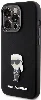 Apple iPhone 15 Pro Max (6.7) Kılıf Karl Lagerfeld Silikon İkonik Metal Logo Orjinal Lisanslı Kapak - Siyah