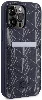 Apple iPhone 15 Pro Max Kılıf Lacoste Orjinal Lisanslı Magsafe Şarj Özellikli PU Deri Görünümlü Kartlıklı Karışık Monogram Desenli Kapak - Siyah