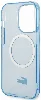Apple iPhone 15 Pro Max Kılıf Lacoste Orjinal Lisanslı Magsafe Şarj Özellikli Transparan Timsah Logo Baskılı Kapak - Mavi Açık