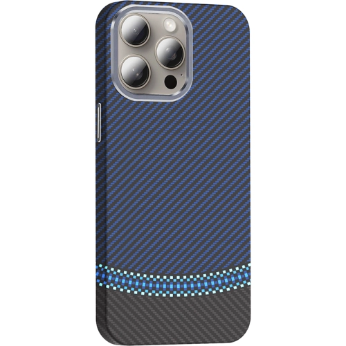 Apple iPhone 15 Pro Max (6.7) ile Uyumlu Kılıf MagSafe Şarj Özellikli Karbon Fiber Görünümlü Gros Kapak - Siyah-Lacivert