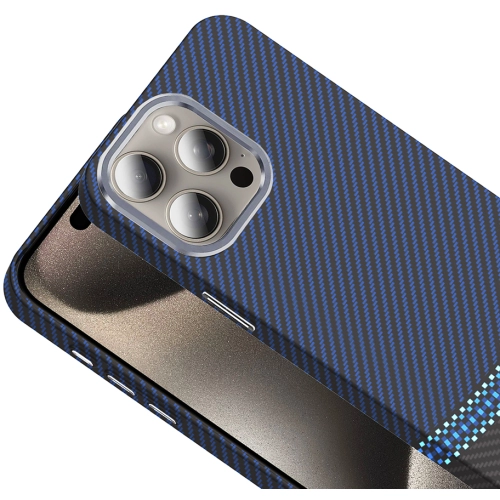 Apple iPhone 15 Pro Max (6.7) ile Uyumlu Kılıf MagSafe Şarj Özellikli Karbon Fiber Görünümlü Gros Kapak - Siyah