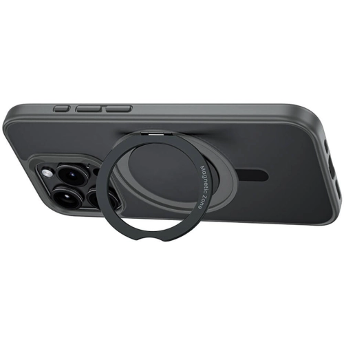 Apple iPhone 15 Pro Max (6.7) Kılıf Magsafe Şarj Özellikli 360° Dönebilen Benks Pop Stand Kapak - Gri