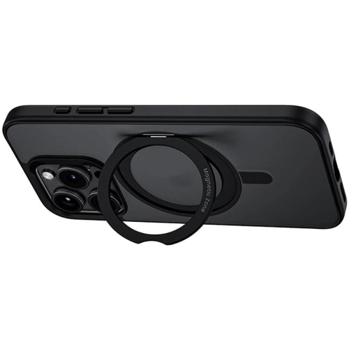 Apple iPhone 15 Pro Max (6.7) Kılıf Magsafe Şarj Özellikli 360° Dönebilen Benks Pop Stand Kapak - Gri