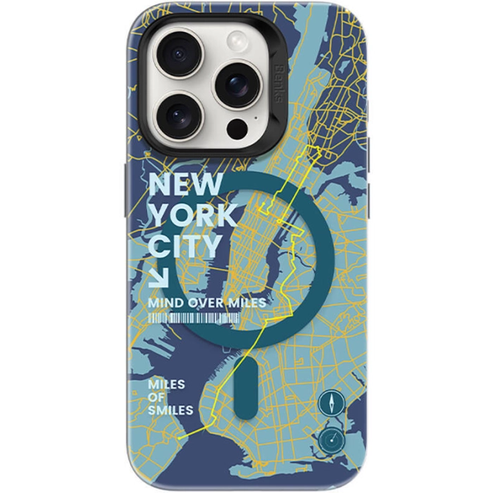 Apple iPhone 15 Pro Max (6.7) Kılıf Magsafe Şarj Özellikli Benks City Serisi Kapak - Mavi