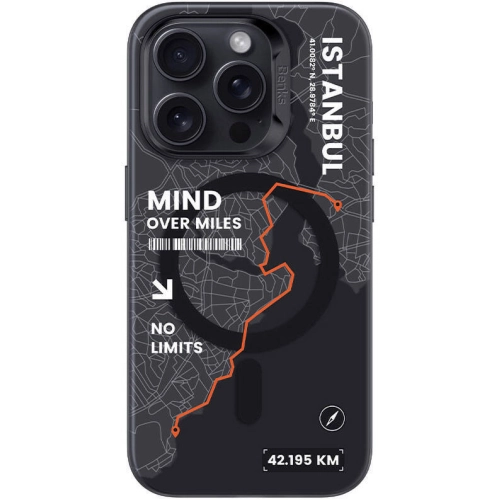 Apple iPhone 15 Pro Max (6.7) Kılıf Magsafe Şarj Özellikli Benks City Serisi Kapak - Siyah-Turuncu