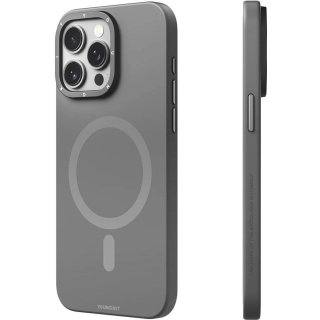 Apple iPhone 15 Pro Max (6.7) Kılıf Magsafe Şarj Özellikli Çizilmeye ve Aşınmaya Dayanıklı Youngkit Velvet Magnet Serisi Kapak - Gri