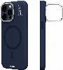 Apple iPhone 15 Pro Max (6.7) Kılıf Magsafe Şarj Özellikli Kamera Standlı Silikon Youngkit Bitty Cream Kapak - Mavi