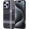 Apple iPhone 15 Pro Max (6.7) Kılıf Magsafe Şarj Özellikli Karbon Fiber Görünümlü Zore Nekst Kapak - Gri-Siyah