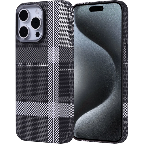 Apple iPhone 15 Pro Max (6.7) Kılıf Magsafe Şarj Özellikli Karbon Fiber Görünümlü Zore Nekst Kapak - Gri-Siyah