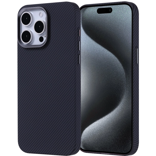 Apple iPhone 15 Pro Max (6.7) Kılıf Magsafe Şarj Özellikli Karbon Fiber Görünümlü Zore Nekst Kapak - Siyah