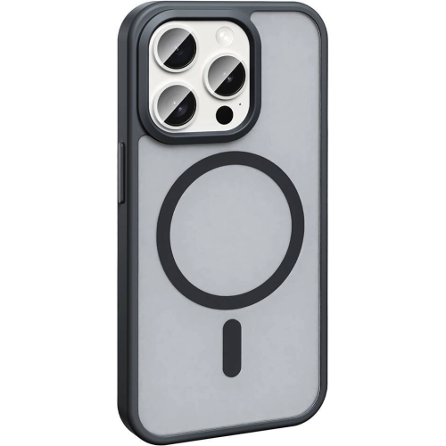 Apple iPhone 15 Pro Max (6.7) Kılıf Magsafe Şarj Özellikli Renkli Mat Arka Yüzey Sio Kapak - Lacivert