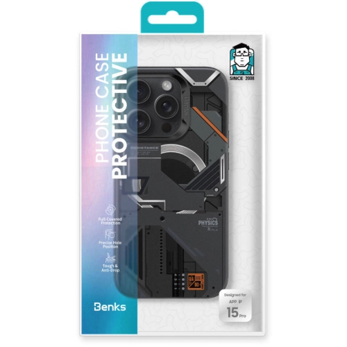 Apple iPhone 15 Pro Max (6.7) Kılıf MagSafe Şarj Özellikli Mekanik Tasarımlı Benks Perspective Serisi Kapak - Siyah