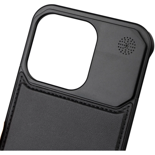 Apple iPhone 15 Pro Max (6.7) Kılıf Magsafe Şarj Özellikli Mekanizmalı Koku Hazneli Zore Mostar Kapak - Siyah