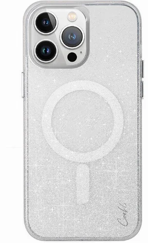 Apple iPhone 15 Pro Max (6.7) Kılıf Magsafe Şarj Özellikli Simli Arka Yüzey Coehl Lumino Kapak - Gümüş