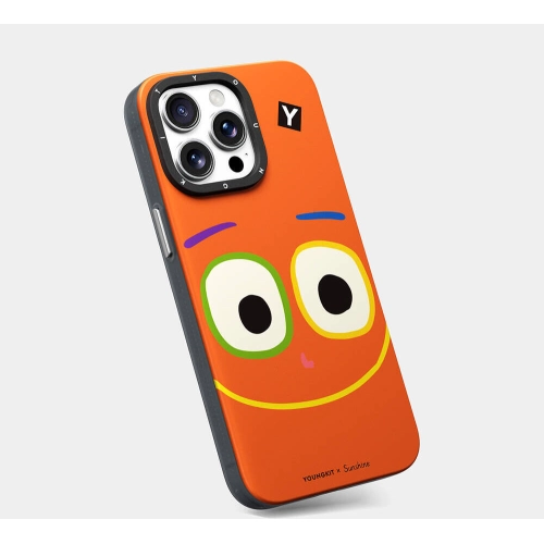 Apple iPhone 15 Pro Max (6.7) Kılıf Magsafe Şarj Özellikli Sunshine Tasarımlı Youngkit Daily Happy Serisi Kapak - Siyah-Sarı