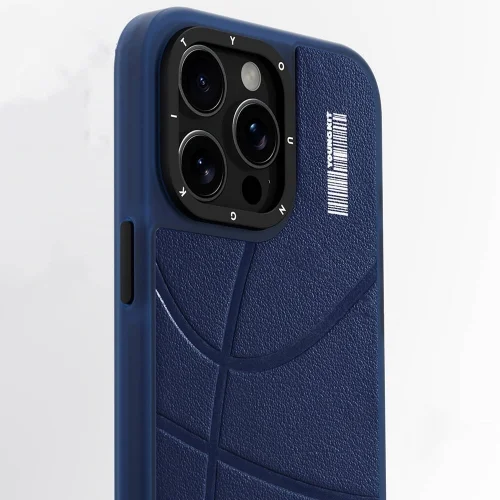 Apple iPhone 15 Pro Max Kılıf Magsafe Şarj Özellikli Youngkit Backboard Serisi Leather Kapak - Mavi