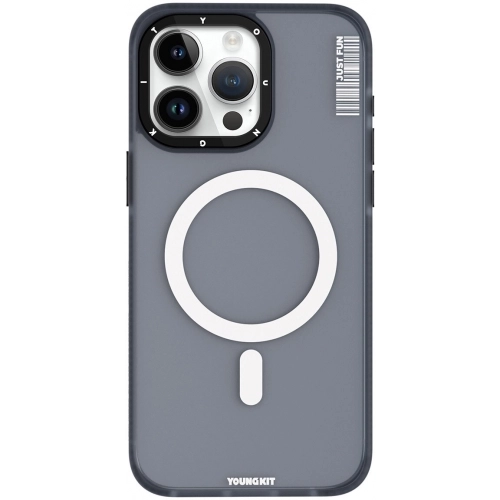 Apple iPhone 15 Pro Max Kılıf Magsafe Şarj Özellikli Youngkit Colored Sand Serisi Kapak - Mavi
