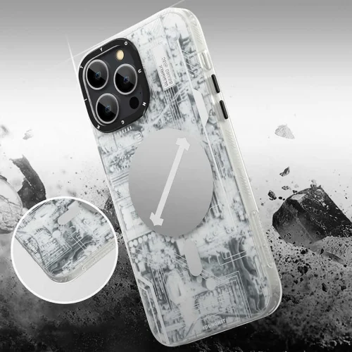 Apple iPhone 15 Pro Max Kılıf Magsafe Şarj Özellikli YoungKit Technology Serisi Kapak - Beyaz
