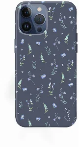 Apple iPhone 15 Pro Max (6.7) Kılıf Mini Çayır Çiçekleri Desenli Coehl Prairie Kapak - Lacivert